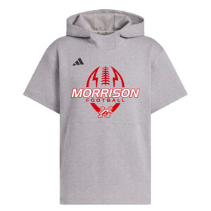 Morrison Football Adidas  Dugout NWV Short Sleeve Hoodie- Medium Grey Heather