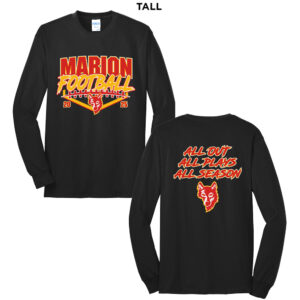 Marion Football Tall Long Sleeve Cotton Tee-Black
