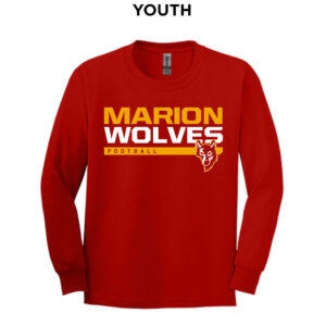 Marion Football Youth Cotton Long Sleeve Tee-Red
