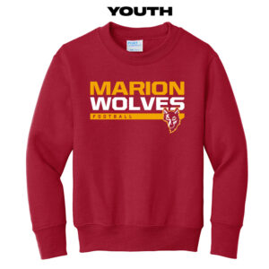 Marion Football Youth Fleece Crewneck Sweatshirt-Red