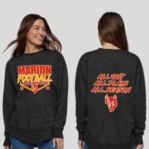 Marion Football LAT Women’s Weekend Fleece Crewneck Sweatshirt-Black Leopard