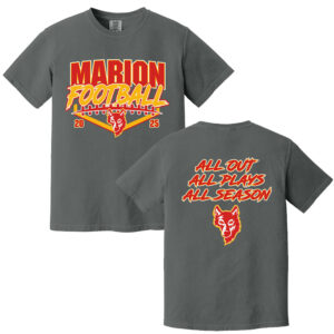 Marion Football Unisex Comfort Colors Pigment Dyed Short Sleeve Shirt-Pepper