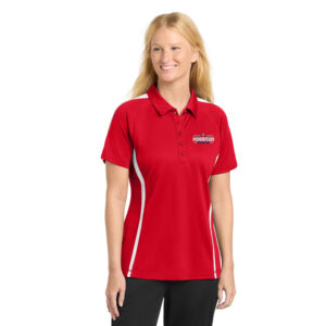 Morrison Volleyball Sport Tek Ladies PosiCharge Micro Mesh Colorblock Polo-Red/White
