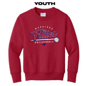 Morrison Volleyball Youth Fleece Crewneck Sweatshirt-Red