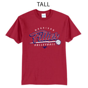 Morrison Volleyball Tall Cotton Short Sleeve Tee-Red