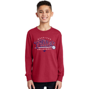 Morrison Volleyball Youth Long Sleeve Tee-Red