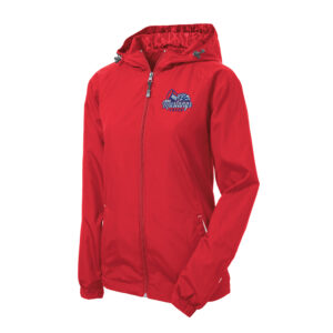 Morrison Cheer Sport-Tek Ladies Colorblock Hooded Jacket-Red/White