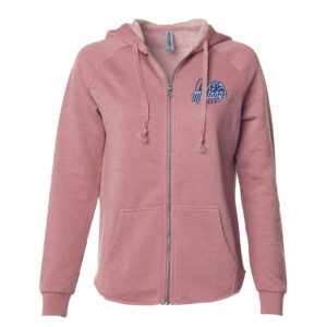 Morrison Cheer Women’s California Wave Wash Full-Zip Hooded Sweatshirt-Dusty Rose