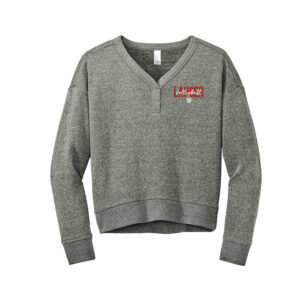 NS Volleyball District Women’s Perfect Tri Fleece V-Neck Sweatshirt Crop-Heathered Charcoal