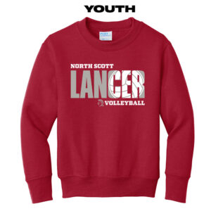 NS Volleyball Youth Fleece Crewneck Sweatshirt-Red