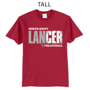 NS Volleyball Tall Cotton Short Sleeve Tee-Red