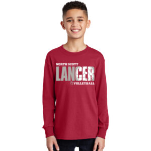 NS Volleyball Youth Long Sleeve Tee-Red