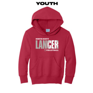 NS Volleyball Youth Fleece Hooded Sweatshirt-Red