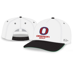 Oregon Golf Rah-Rah 5-Panel Chino Twill Snapack Cap-White/Black/Green Underbill