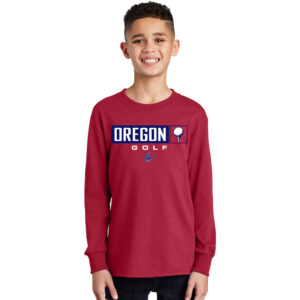 Oregon Golf Youth Ultra Cotton Long-Sleeve T-Shirt-Red