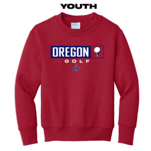 Oregon Golf Youth Crewneck Sweatshirt-Red