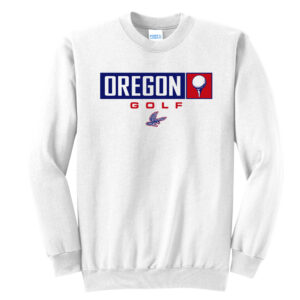 Oregon Golf Unisex Fleece Crewneck Sweatshirt-White