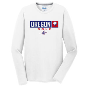 Oregon Golf Men Long Sleeve Essential Blended Performance Tee-White