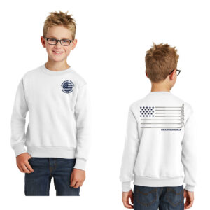 PV Golf Youth Fleece Crewneck Sweatshirt-White