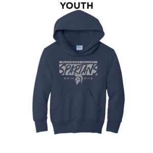 PV Girls Swim Dive Youth Fleece Hooded Sweatshirt-Navy