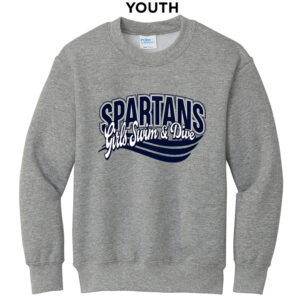PV Girls Swim Dive Youth Fleece Crewneck Sweatshirt-Athletic Heather
