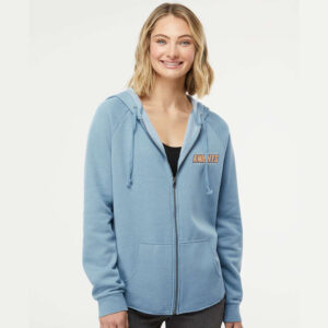 Paul Norton Elementary Women’s California Wave Wash Full-Zip Hooded Sweatshirt-Misty Blue