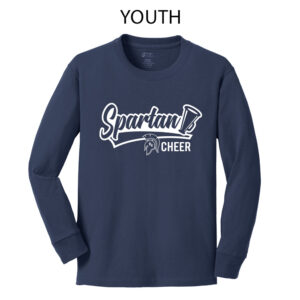PV Cheer Youth Cotton long Sleeve Tee-Navy