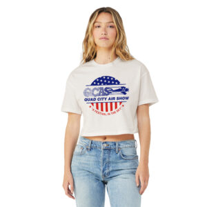 QC Air Show BELLA and CANVAS Women’s Jersey Crop Tee-Vintage White