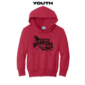 QC Warriors BB Youth Fleece Hooded Sweatshirt-Red