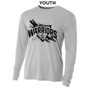 QC Warriors BB Youth Cooling Performance long sleeve Crew Tee-Silver