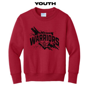 QC Warriors BB Youth Fleece Crewneck Sweatshirt-Red