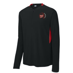 QC Warriors BB Sport-Tek men Club 1/4-Zip Pullover-Black/Red