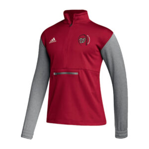 QC Warriors BB Adidas Team Issue color block 1/4 zip pullover -Power Red/Grey (S, M, L, 5X)