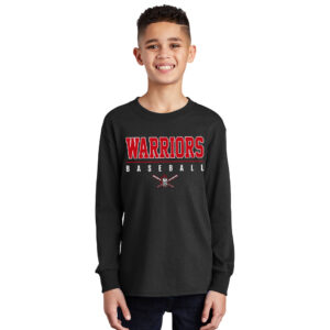 QC Warriors BB Youth Cotton Long Sleeve Tee-Black