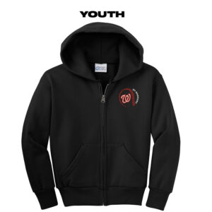 QC Warriors BB Youth Classic Full-Zip Hooded Sweatshirt-Black