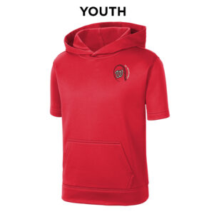 QC Warriors BB Sport-Tek YOUTH Sport-Wick Fleece Short Sleeve Hooded Pullover-Deep Red
