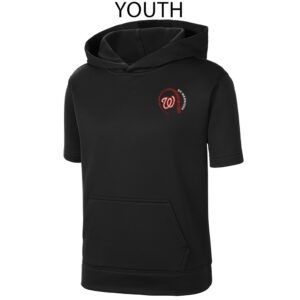 QC Warriors BB Sport-Tek YOUTH Sport-Wick Fleece Short Sleeve Hooded Pullover-Black