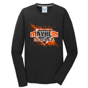 Mayhem BB Port and Company Men Long Sleeve Performance Blend Tee-Black