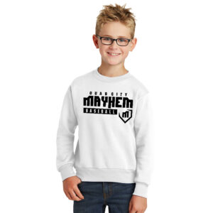 Mayhem BB Youth Fleece Crewneck Sweatshirt-White
