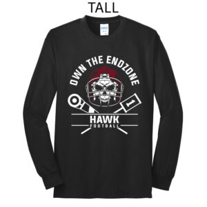 SH Hawks Football Tall Long Sleeve Cotton Tee-Black