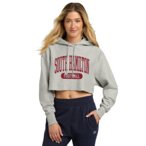 SH Hawks Football Champion Women’s Reverse Weave Cropped Cut-Off Hooded Sweatshirt-Oxford (Tackle Twill)