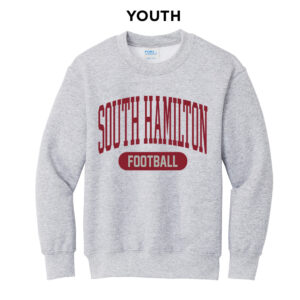 SH Hawks Football Youth Fleece Crewneck Sweatshirt-Ash (Tackle Twill)