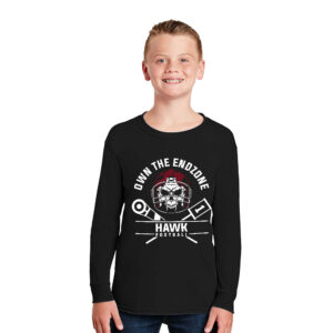 SH Hawks Football Youth Cotton Long Sleeve Tee-Black