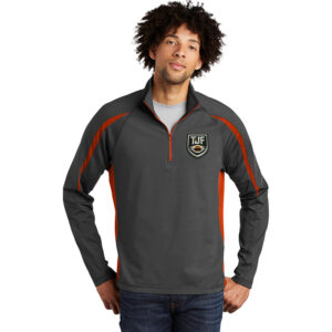 Tiger Junior FB Sport-Wick Stretch 1/2-Zip Colorblock Pullover – Charcoal/Deep Orange