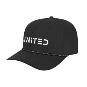 United Soccer Athletic Rope Cap-Black/Black/White Rope