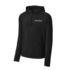 United Soccer Sport-Tek Sport-Wick Men Stretch 1/2-Zip Hoodie-Black