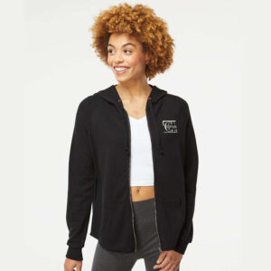 WACC Women’s California Wave Wash Full-Zip Hooded Sweatshirt-Black