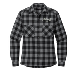 Adcraft Port Authority Ladies Plaid Flannel Shirt-Grey/Black Buffalo Check