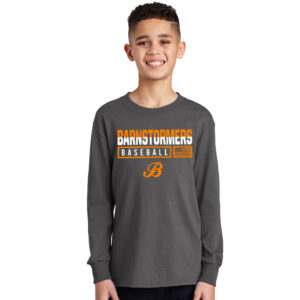 Barnstormers Youth Cotton Long Sleeve Tee-Charcoal