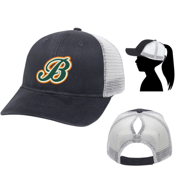Barnstormer Boltz SB Ladies Fit With Ponytail Mesh Back Hat Split-Black/White